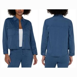 Liverpool Cotton Blend Shirt Jacket (Shacket), Queen Blue, Women's Sizes M & L